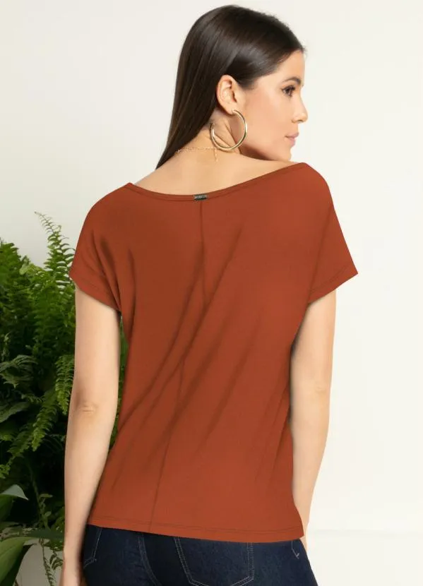 Quintess - Blusa com Mangas Curtas Terracota 2