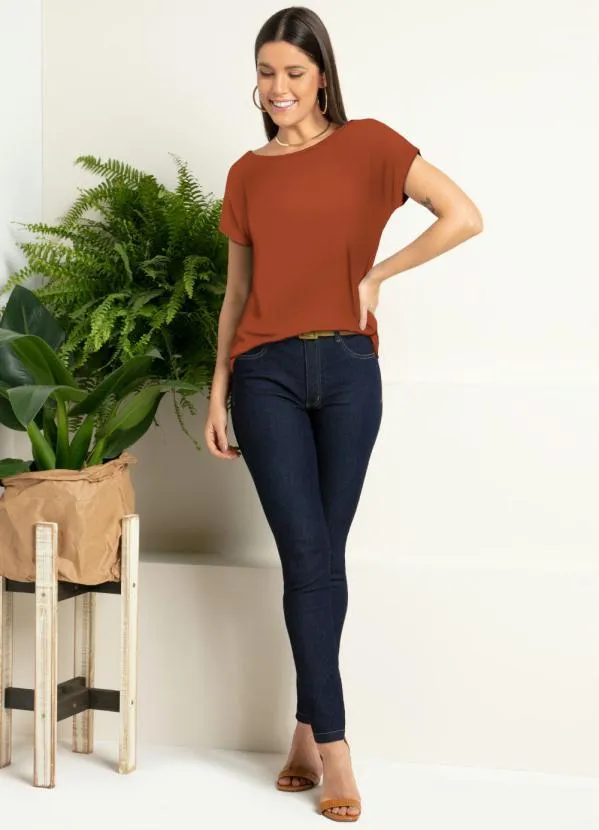 Quintess - Blusa com Mangas Curtas Terracota 3