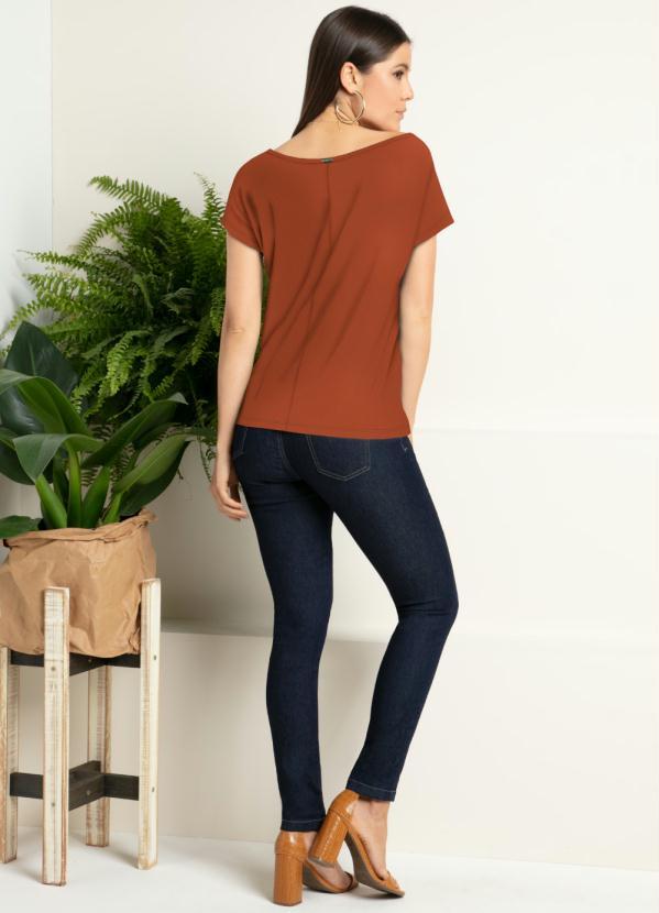 Quintess - Blusa com Mangas Curtas Terracota 4