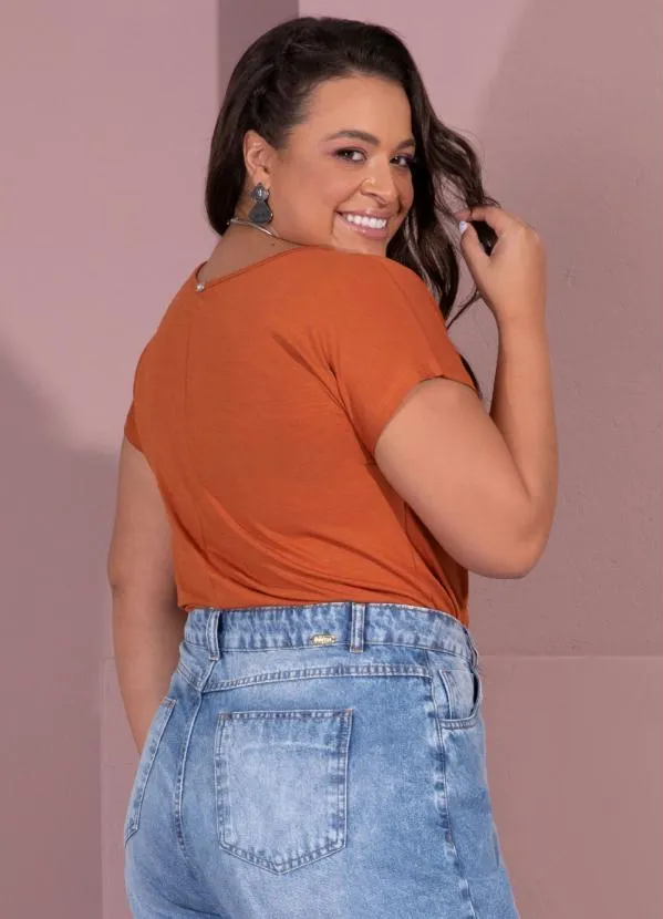 Quintess - Blusa com Mangas Curtas Terracota 6