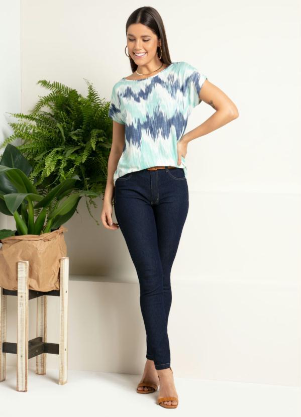 Quintess - Blusa com Mangas Curtas Tie Dye Azul 3