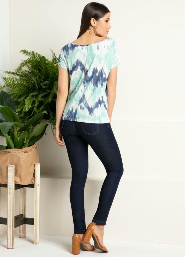 Quintess - Blusa com Mangas Curtas Tie Dye Azul 4