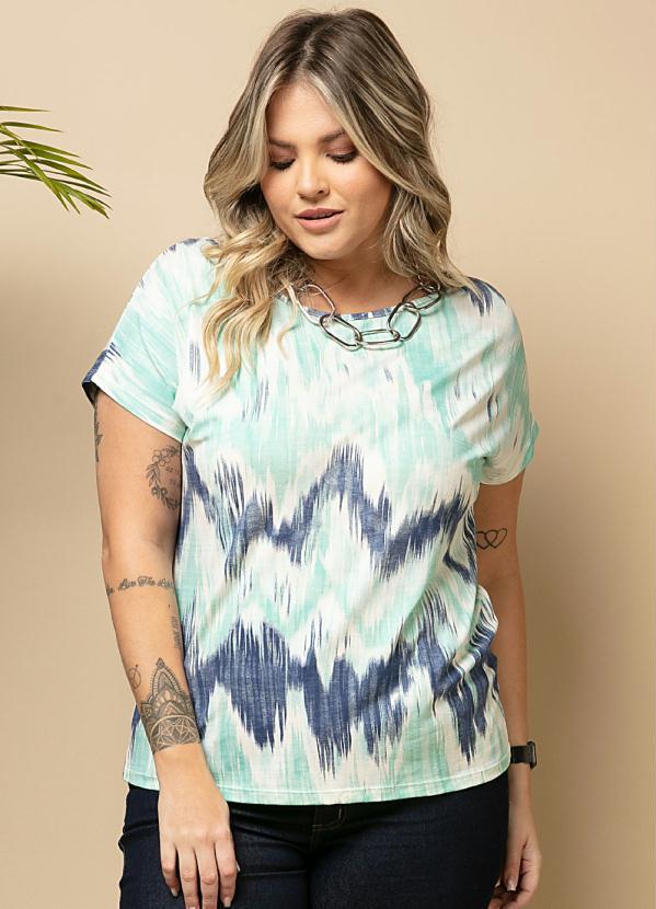 Quintess - Blusa com Mangas Curtas Tie Dye Azul 5