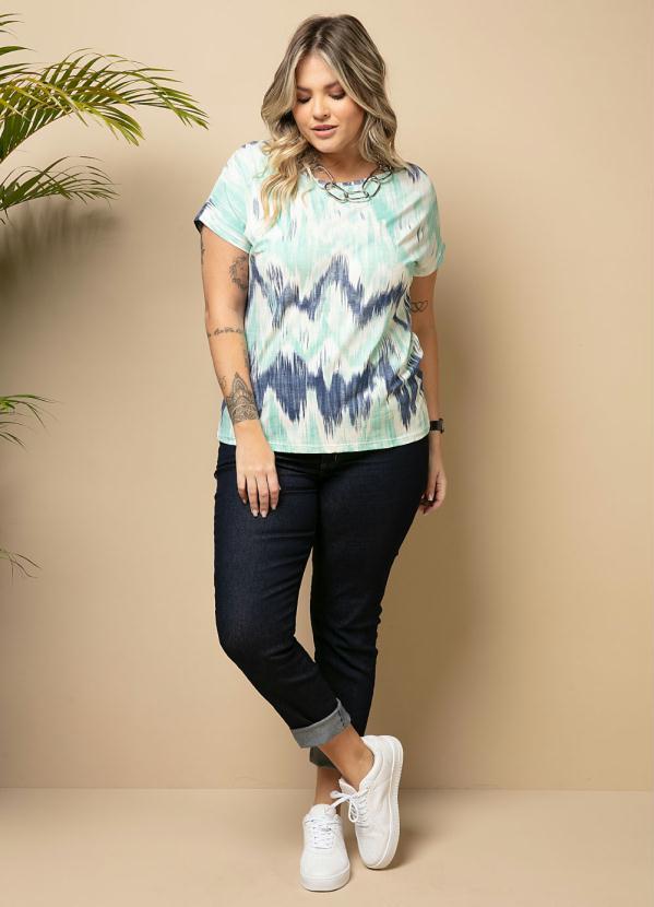 Quintess - Blusa com Mangas Curtas Tie Dye Azul 7