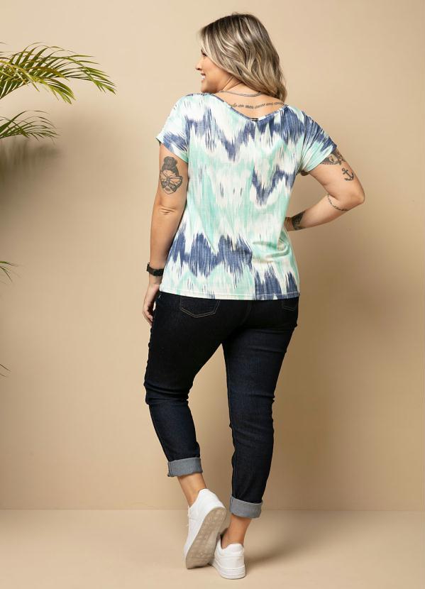 Quintess - Blusa com Mangas Curtas Tie Dye Azul 8