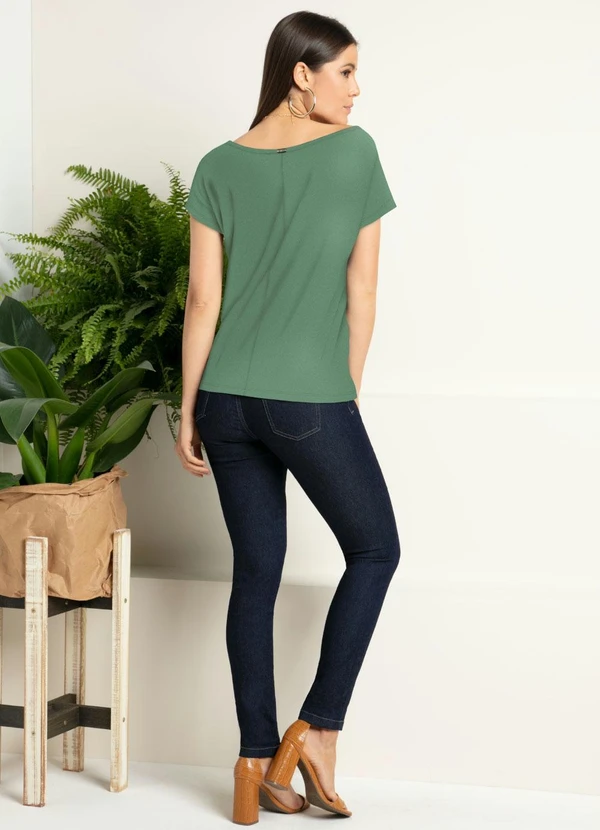 Quintess - Blusa com Mangas Curtas Verde Militar 8