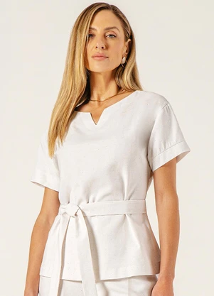 Principessa - Blusa com Ombros Deslocados Julieta Off White - PRINCIPESSA