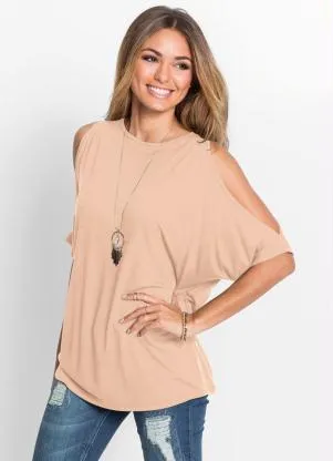 bonprix - Blusa com Ombros Vazados Salmão - BONPRIX