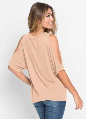 bonprix - Blusa com Ombros Vazados Salmão - BONPRIX