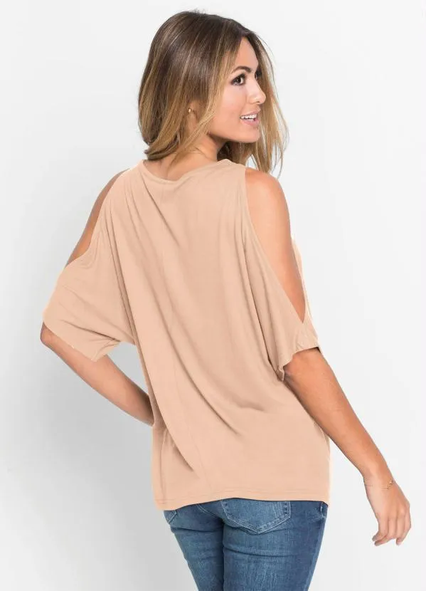 bonprix - Blusa com Ombros Vazados Salmão 2