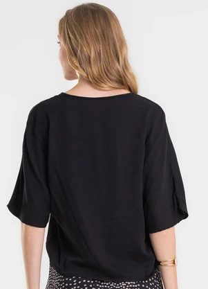 Rovitex - Blusa com Recorte em Viscose Preto - ROVITEX