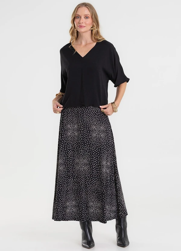 Rovitex - Blusa com Recorte em Viscose Preto 3