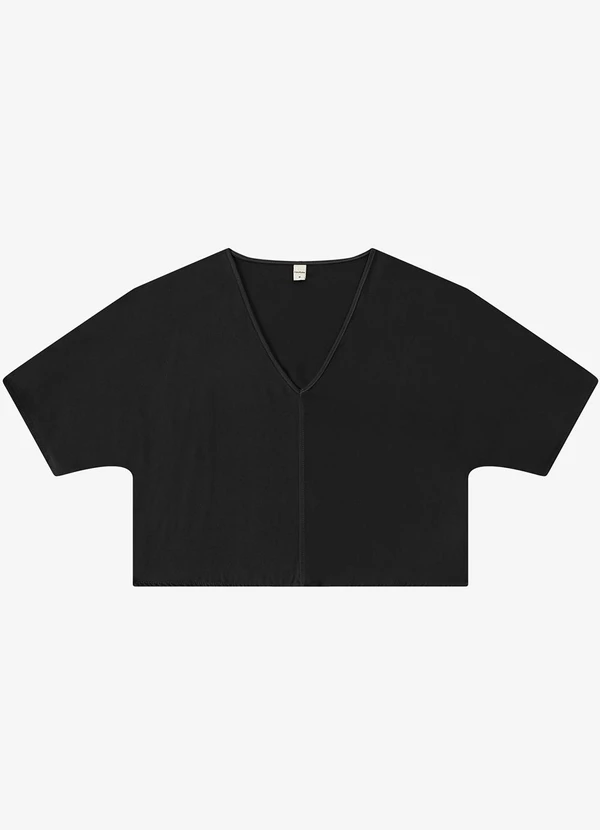 Rovitex - Blusa com Recorte em Viscose Preto 5