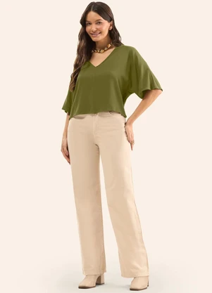 Rovitex - Blusa com Recorte em Viscose Verde - ROVITEX