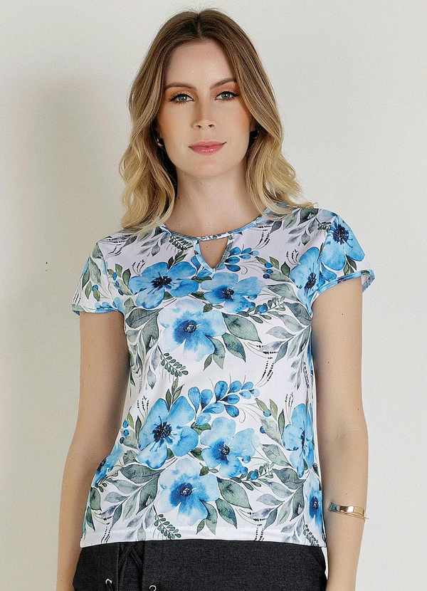 Rosalie - Blusa com Recorte Floral Azul 7