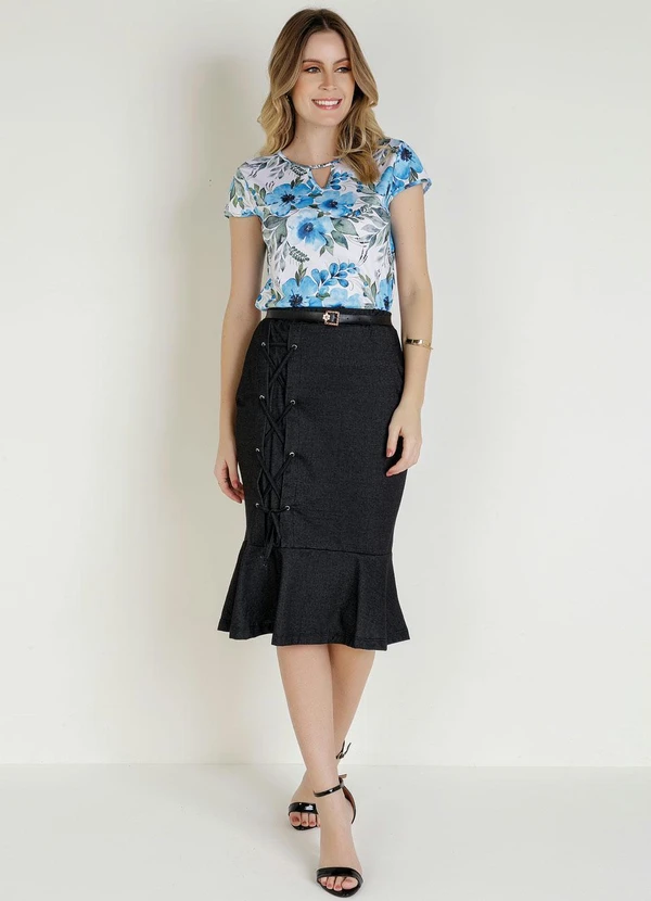 Rosalie - Blusa com Recorte Floral Azul 8