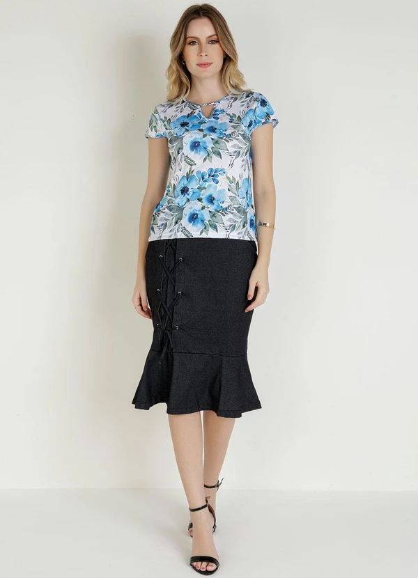 Rosalie - Blusa com Recorte Floral Azul 9