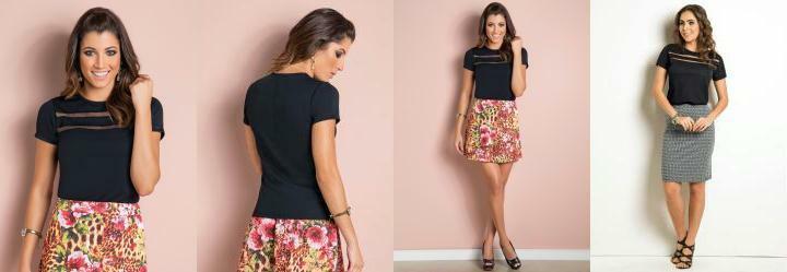 Blusa com Recortes em Tule Preta