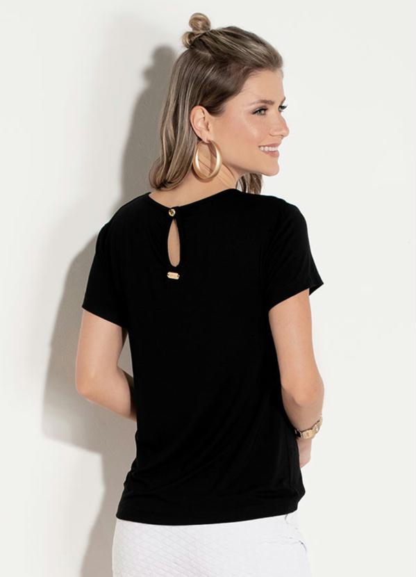 Quintess - Blusa com Recortes Vazados no Decote Preta 2