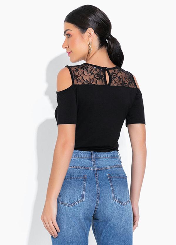 bonprix - Blusa com Renda Guipir Preta 2