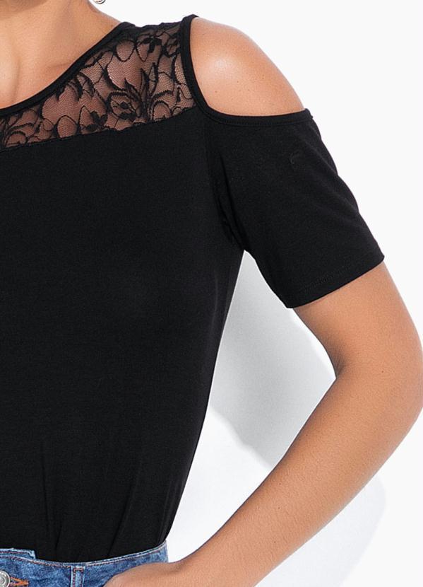 bonprix - Blusa com Renda Guipir Preta 3