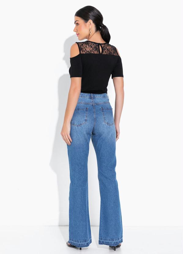 bonprix - Blusa com Renda Guipir Preta 5