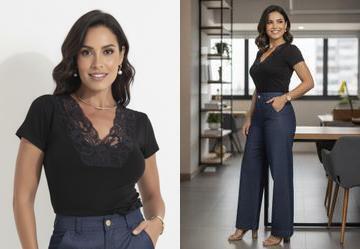 Blusa com Renda Preta