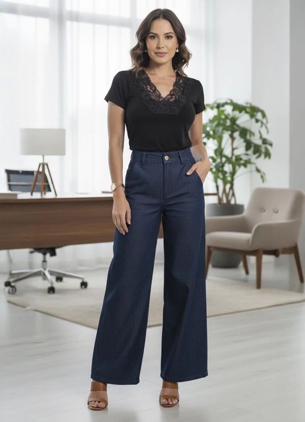 Quintess - Blusa com Renda Preta 3