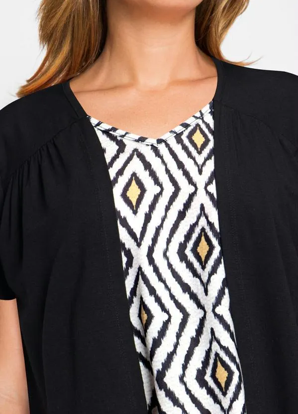 bonprix - Blusa com Sobreposição Geométrico Preto 2