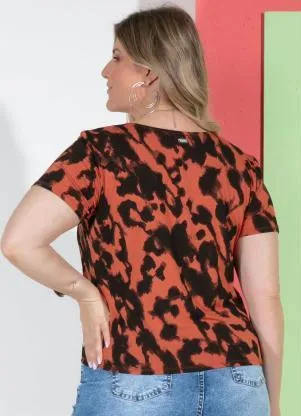 Quintess - Blusa com Tira no Decote Tie Dye Marrom - QUINTESS