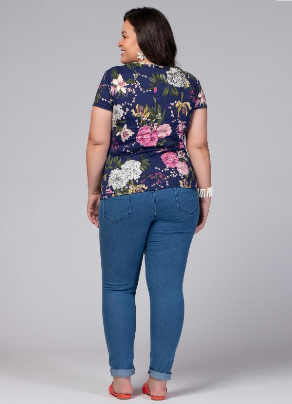 Quintess - Blusa com Tiras no Decote Floral Marinho 8
