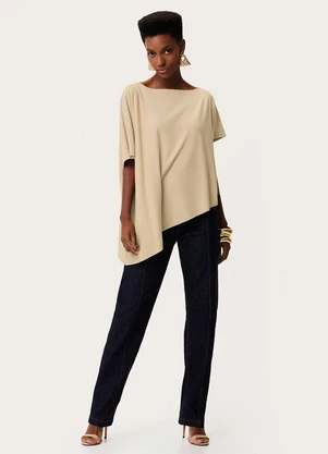 Enfim - Blusa Comfort Assimétrica Areia - ENFIM