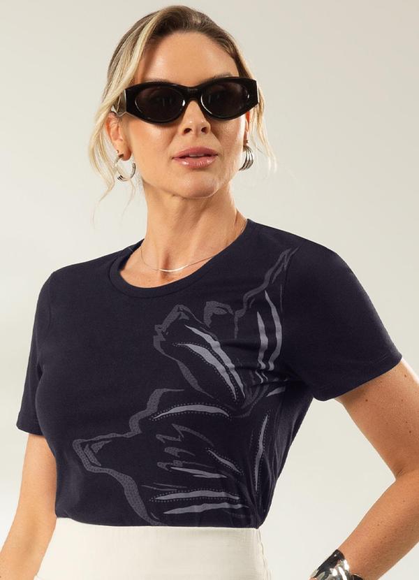 Cativa - Blusa Comfort Estampada com Puff Preto