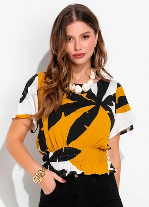 Quintess - Blusa Coqueiros em Malha de Viscose - QUINTESS