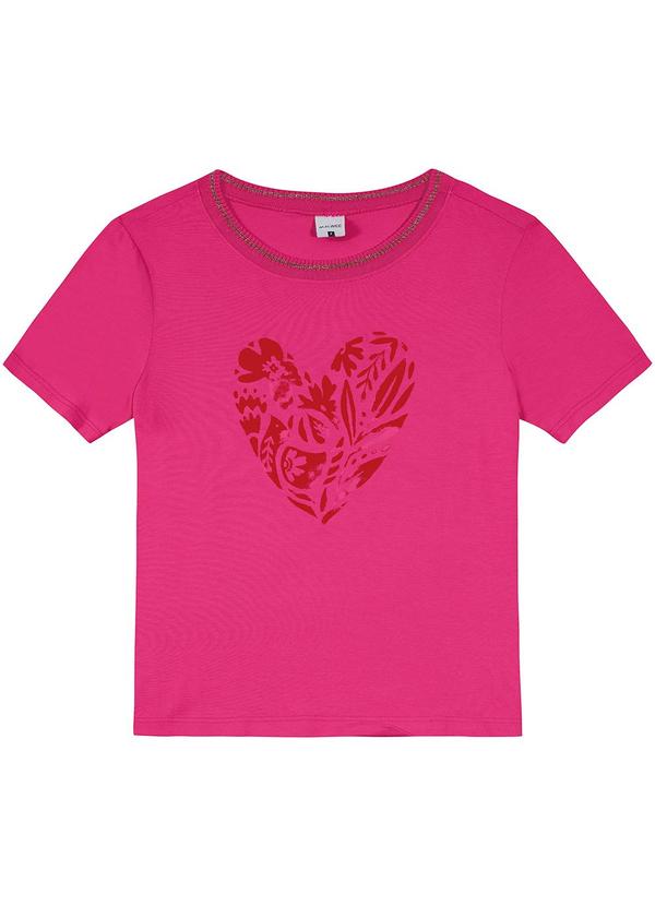 Malwee - Blusa Coração em Viscose Rosa Escuro