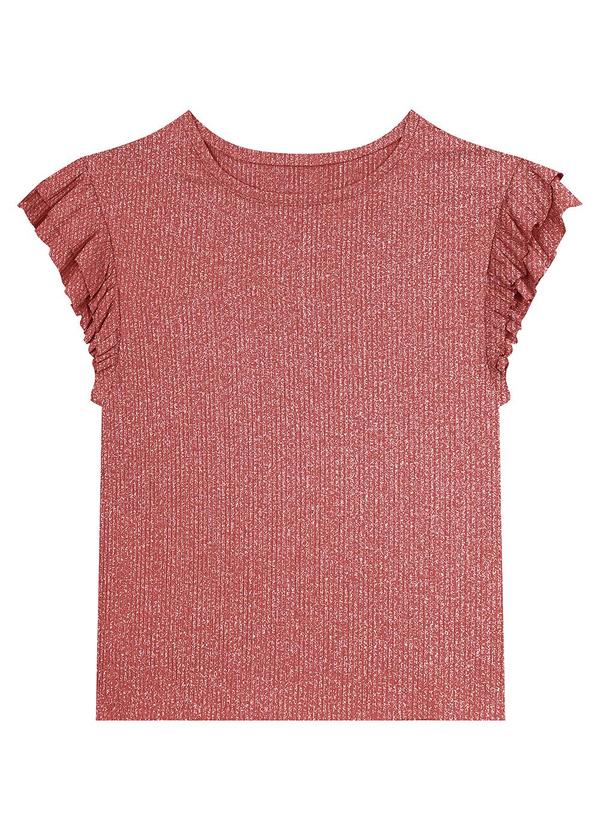 Malwee - Blusa Coral Canelada Brilho