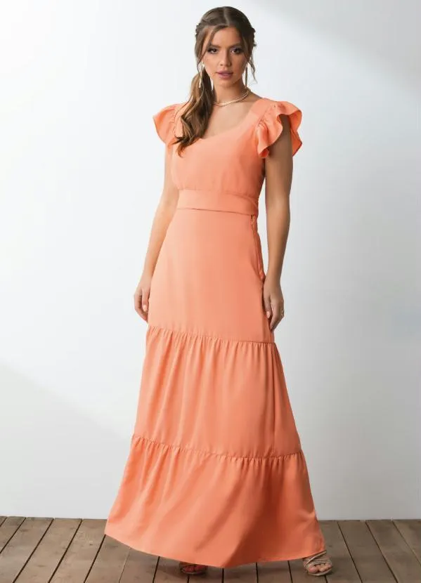 Queima Estoque - Blusa Coral Decote Coração e Babados 3