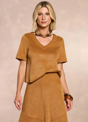 Doce Trama - Blusa Cozy Winter em Suede Marrom - DOCE TRAMA