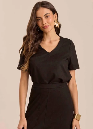 Doce Trama - Blusa Cozy Winter em Suede Preto - DOCE TRAMA