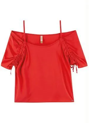 Marialícia - Blusa Criativa Comfy Ciganinha Vibrante Vermelho - MARIALÍCIA