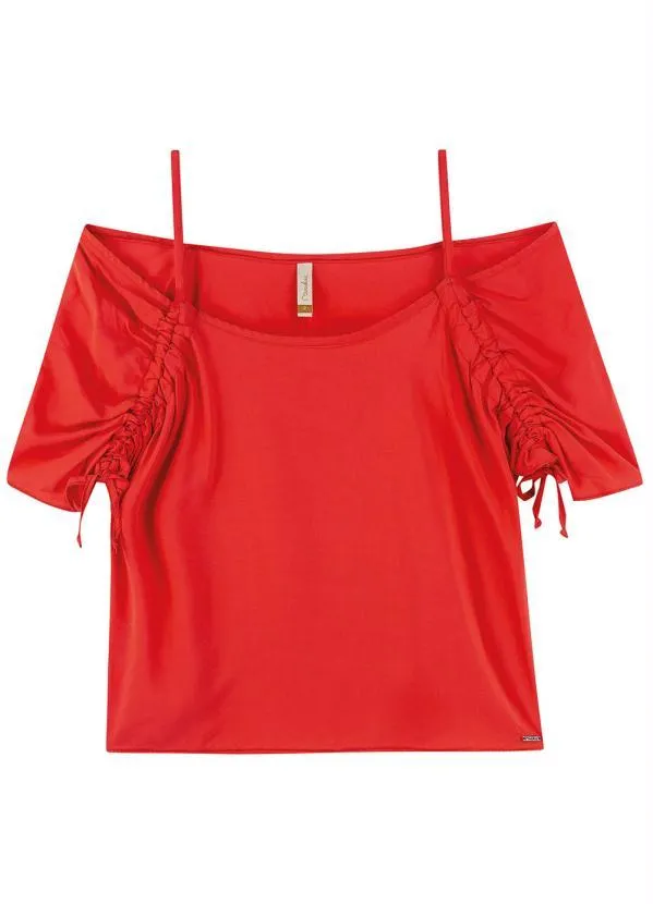Marialícia - Blusa Criativa Comfy Ciganinha Vibrante Vermelho