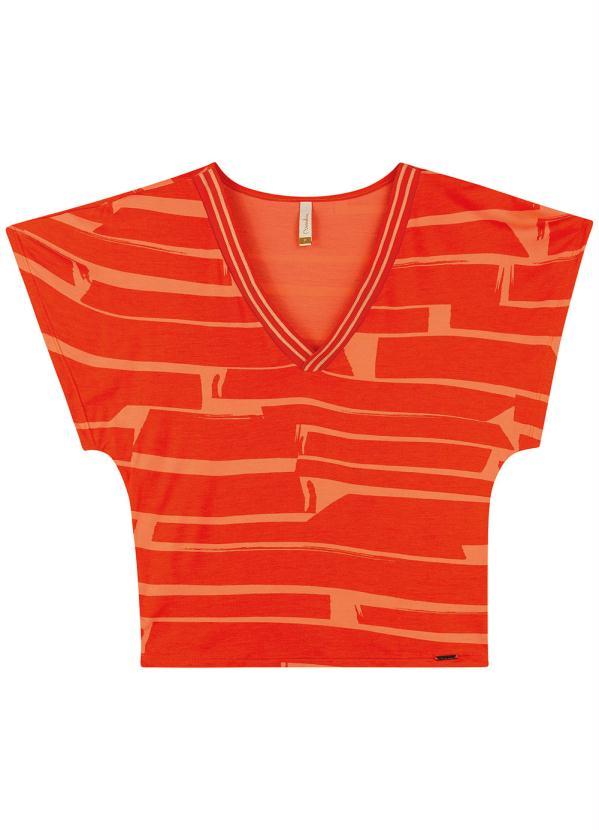Marialícia - Blusa Criativa Comfy com Retilínea Laranja