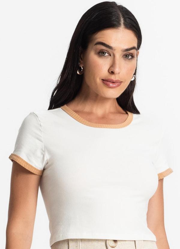 Select - Blusa Cropped Babylook Manga Curta Branco