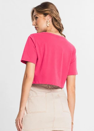 Select - Blusa Cropped Básico em Meia Malha Rosa - SELECT