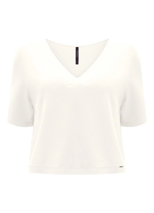 Lunender - Blusa Cropped com Decote em V Branco