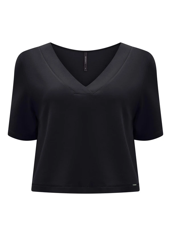 Lunender - Blusa Cropped com Decote em V Preto