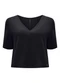 Lunender - Blusa Cropped com Decote em V Branco - variação: Preto