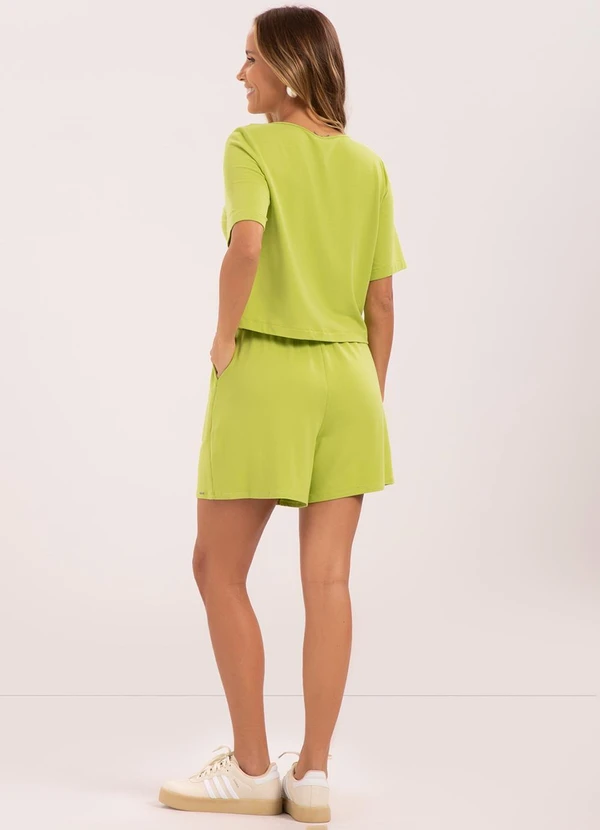 Lunender - Blusa Cropped com Decote em V Verde 4