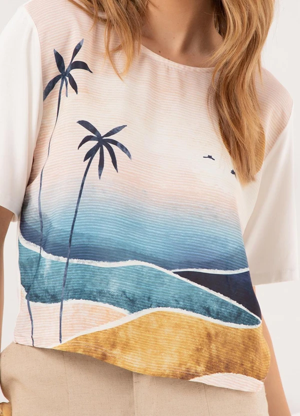 Lunender - Blusa Cropped com Frente Estampada Branco 3