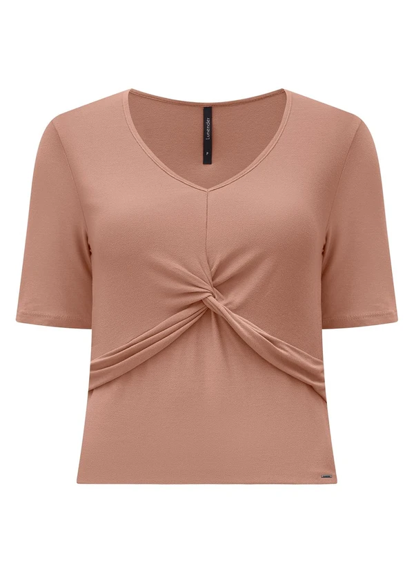 Lunender - Blusa Cropped D com Detalhe Transpassado Bege